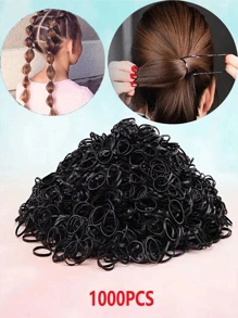 1000/1500 piezas Bandas de goma para el cabello desechables que no dañan el cabello, con buena resistencia y que no se rompen fácilmente. Cuerda para el cabello, accesorios diarios para el cabello, herramienta para rizar, útiles escolares, esenciales para viajes y vacaciones, accesorios para el cabello para mujeres