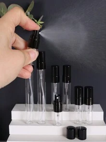 1PC/6pcs 3ml/5ml/10ml迷你透明玻璃可再填充雾化器喷雾旅行香水瓶保湿空瓶适用于派对便携式化妆工具（亮面黑色） - 黑色 - 查看 4