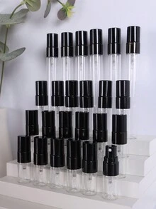 1PC/6pcs 3ml/5ml/10ml迷你透明玻璃可再填充雾化器喷雾旅行香水瓶保湿空瓶适用于派对便携式化妆工具（亮面黑色） - 黑色 - 查看 2
