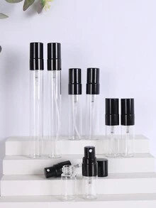 1PC/6pcs 3ml/5ml/10ml迷你透明玻璃可再填充雾化器喷雾旅行香水瓶保湿空瓶适用于派对便携式化妆工具（亮面黑色） - 黑色 - 查看 1