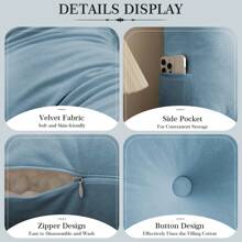 1pc Triangular Headboard Pillows Twin/Queen/King Size Head Roll Pillow Bed Wedge Pillow Large Bolster Bed Rest Reading Pillows Backrest Positioning Support Pillows With Side Pockets Bolster Cushion - 淺藍色 - 查看 4