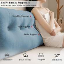 1pc Triangular Headboard Pillows Twin/Queen/King Size Head Roll Pillow Bed Wedge Pillow Large Bolster Bed Rest Reading Pillows Backrest Positioning Support Pillows With Side Pockets Bolster Cushion - 淺藍色 - 查看 2