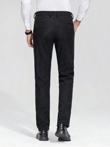 Pantaloni casual da uomo con costine, con fodera termica, adatti per l autunno/inverno - nero - Visualizzare 3
