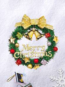 Vòng hoa Giáng sinh nhân tạo cổ điển, Đồ trang trí treo tường bằng nhựa với hoa màu đỏ và điểm nhấn màu vàng, Thích hợp để trang trí ngày lễ, Tương thích với Giáng sinh và Halloween, Không cần nguồn điện, Dành cho cửa trước, tủ, Trang trí tường - vòng hoa giáng sinh - Xem 6