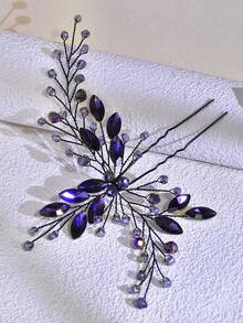 Phụ kiện trang trí tóc thủ công truyền thống Trung Quốc màu tím dành cho phụ nữ - Màu tím - Xem 4