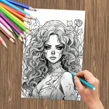 1pc 20-Page People Series Coloring Book, Featuring Cowboy, Dark Beauties, Each Page With Different Pattern Back To School,Mother's Day,Mom's Gift,Back To School,School Supplies - Multicolor - View 7