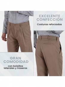 Pantalon De Vestir Casual con pinzas Hombre C/bolsas Gabardina Cabasllero - Negro - Ver 6