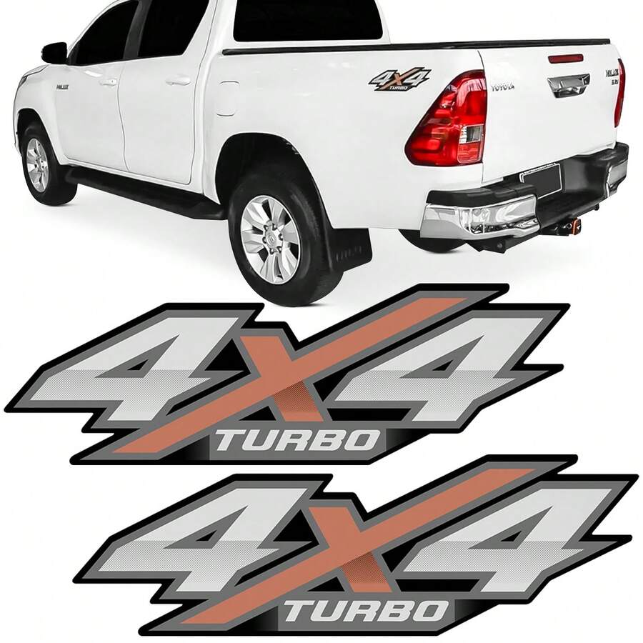 Pair Of Side Stickers 4x4 Turbo Hilux 2016 To 2020 Truck Emblem - Một cỡ - Xem 1