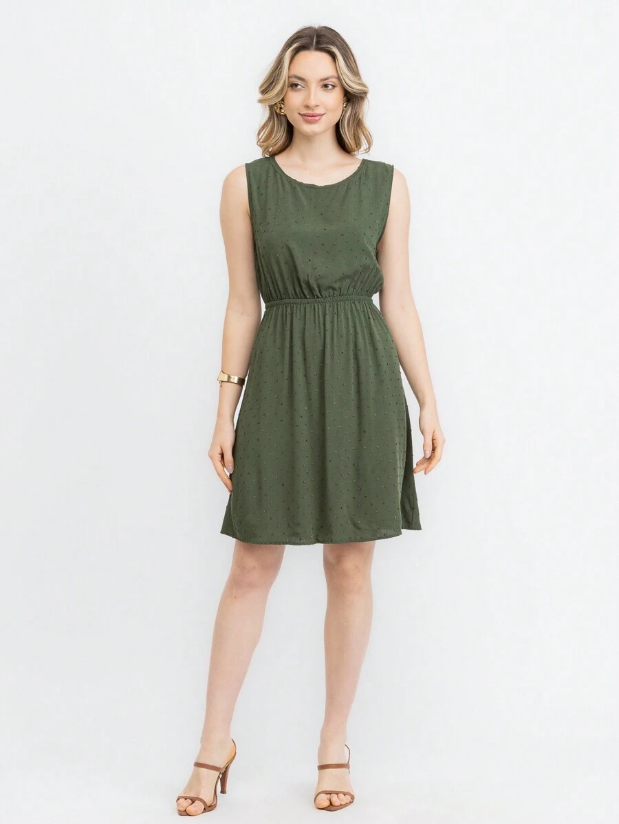 JIN SER Viscose Dress - xanh quân đội - Xem 1