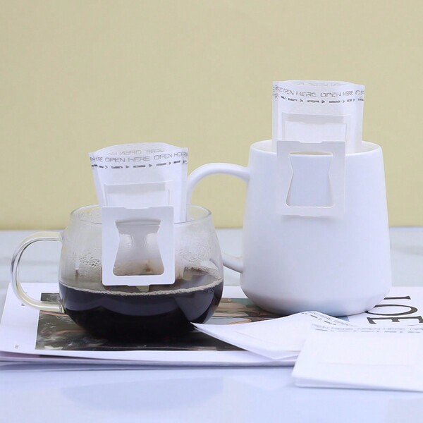 Filtri di carta monouso per caffè con gancio per orecchio, sacchetti filtranti per polvere di caffè con gancio per orecchio rinforzati, carta filtro per caffè a goccia manuale, portatile da usare