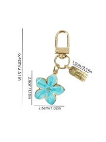 HAILIAN 1 件合金材料樱花形钥匙扣轻盈飘逸的樱花设计，配有金属标签，适用于包包吊坠、情侣和节日礼物、钥匙扣配件、女士钥匙链、小礼物、女士礼物 - 淺藍色 - 查看 3