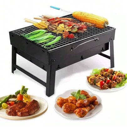 Asador Grande Portátil Plegable BBQ Parrilla De Carbón Ligera