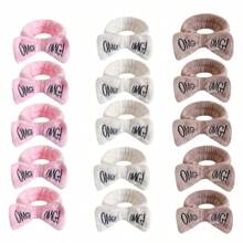 Cute Plush OMG Design Spa Wristband, Absorbent Coral Fleece Waterproof Headband Home Bathroom Decor Fall Decor Back To School - Multicolor - View 22