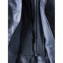 Newbestyle Faux Leather Jacket For Women Casual Moto Biker Jacket Quilted Full-Zip Coat Long Sleeve With Hoody - 藏蓝色 - 查看 6