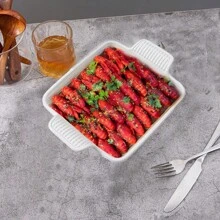 1pc 8 X 8inch Porcelain Square Bakeware With Double Handle, Cake Baking Pan Ceramic Baking Dish For Brownie, Casserole, Lasagna, Family Dinner (White)