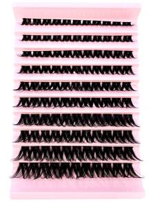 8-16mm D-Curl Fluffy 3D Segmented False Eyelashes DIY Natural Individual Lashes Makeup Tools, Soft & Natural, Easy To Use Lash Clusters, Individual Lashes - Black - View 8