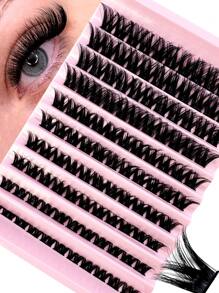 8-16mm D-Curl Fluffy 3D Segmented False Eyelashes DIY Natural Individual Lashes Makeup Tools, Soft & Natural, Easy To Use Lash Clusters, Individual Lashes - Black - View 2