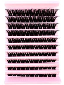 8-16mm D-Curl Fluffy 3D Segmented False Eyelashes DIY Natural Individual Lashes Makeup Tools, Soft & Natural, Easy To Use Lash Clusters, Individual Lashes - Black - View 5