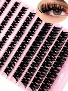 8-16mm D-Curl Fluffy 3D Segmented False Eyelashes DIY Natural Individual Lashes Makeup Tools, Soft & Natural, Easy To Use Lash Clusters, Individual Lashes - Black - View 3