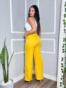 Wide Leg Tailored Formal Trousers - Amarillo - Ver 2