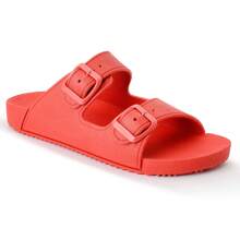 Rasteira Birken Slide Duas Fivelas Injetada Feminina - Vermelho - Visão 2