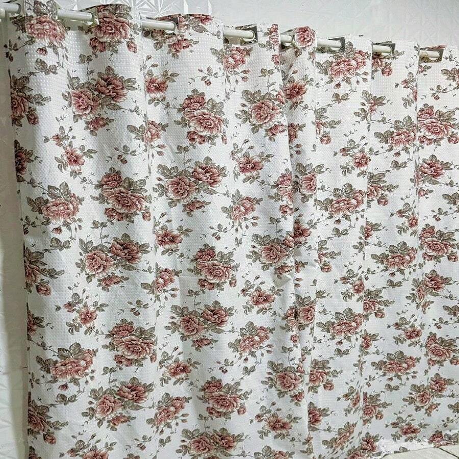 Printed Piquet Curtain 5.00 X 2.20m Large Florida Curtain For Living Room Bedroom Decorative Curtain - 酒紅色 - 查看 1