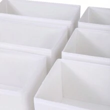 6 件装可折叠布质收纳盒衣柜梳妆台抽屉收纳盒布篮储物箱容器隔断适用于衣物内衣胸罩袜子内衣服装，白色连衣裙裤子鞋子牛仔裤靴子裙子卧室，收纳盒，家庭收纳，女式白色 T 恤，女式黑色裤子，女士冬装，连衣裙， - 白色 - 查看 2
