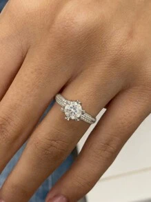 1 Chiếc Nhẫn Lá Phong Kim Cương Moissanite Không Màu 1 Carat 6 Móng Thiết Kế Nhẫn Đính Hôn Nữ Bạc Sterling S925 Nhẫn Lãng Mạn Đơn Giản Nhẫn Vĩnh Cửu Nhẫn Kỷ Niệm Ngày Cưới Quà Tặng Trang Sức Cao Cấp - Bạc - Xem 2