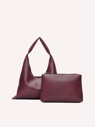 2pcs Set PU Leather Tote Bag + Small Bag, Lightweight Outdoor, Shopping, Party, Fashion Handbag, Casual Solid Color Elegant Gift, Suitable For Daily Use