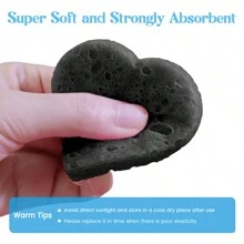 Compressed Cellulose Heart Shape Facial Sponges 100% Natural Cosmetic Spa Sponges Reusable For Facial Cleansing Exfoliating - Black - View 6