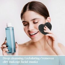 Compressed Cellulose Heart Shape Facial Sponges 100% Natural Cosmetic Spa Sponges Reusable For Facial Cleansing Exfoliating - Black - View 8