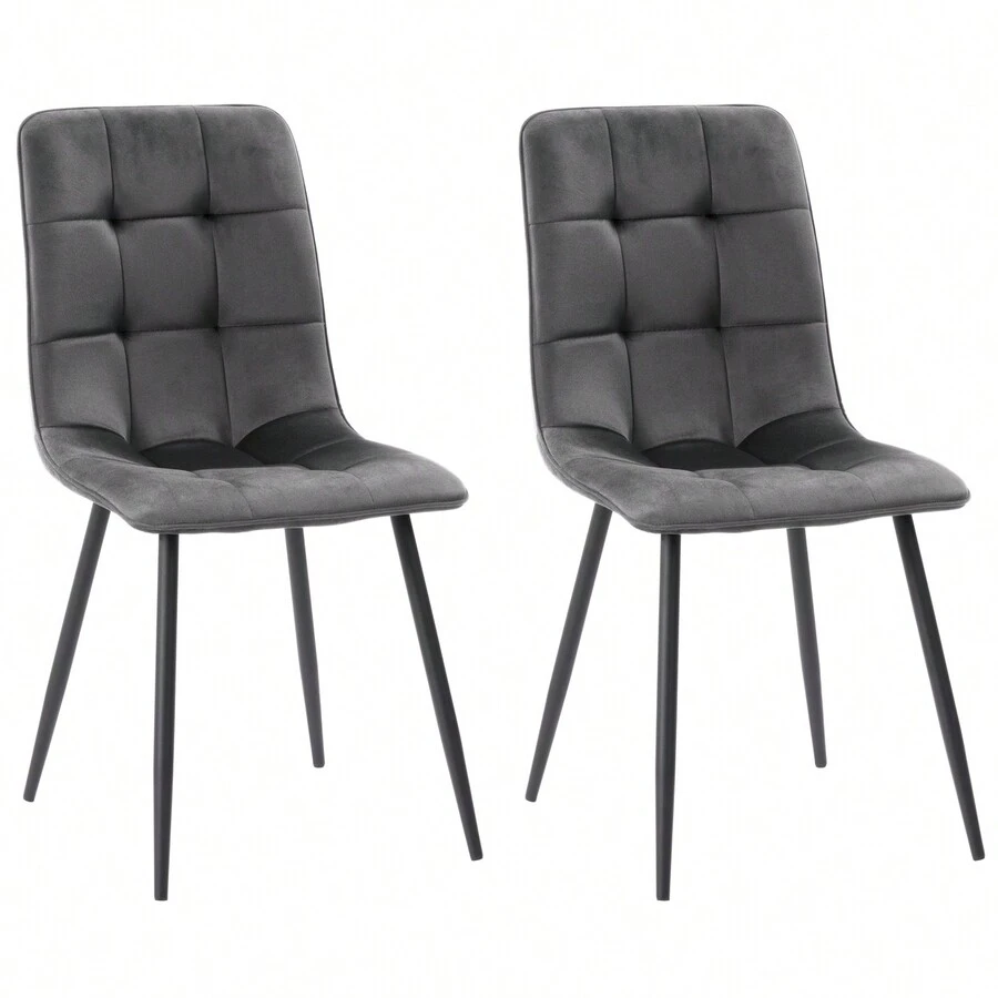 CorLiving Nash Velvet Side Chair With Legs - 中灰色 - 查看 1