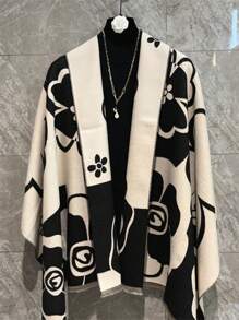 1pc High-Quality Khaki Scarf For Women, Versatile Faux Cashmere Shawl Wrap, Autumn/Winter Valentine's Day Valentines