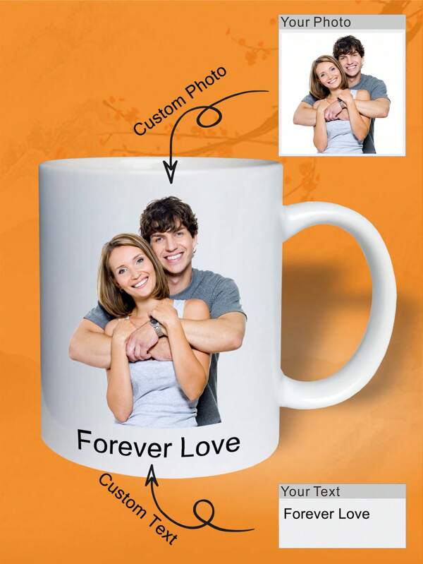 Customized Photo Mug 11oz/320ml Double-Sided Personalized White Ceramic Mug With Your Images And Text, Personalized Coffee Cup For Birthday, Christmas, Party Decor, Gift,Multi-Functional,Durable,Ornamental,Anti-Mold,Reusable,Easy To Clean,Adorable,High-Quality,Cute,Modern,Custom,Personalized,Unique,Ideal Gifts For Him,Ideal Gifts For Her,Her,Girlfriend,Family,Friends,Son,School Students,Workers,Kids,Dining Room,Bathroom,Living Room,Bedroom,Office,Tea Room,School,Home