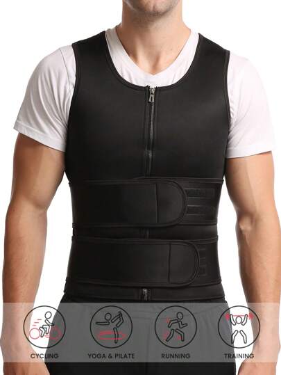 Men's Sauna Sweat Belt Slimming Vest - Men Sauna Suit Double Sweat Belt Neoprene Top, Suitable For Gym Workout Gym Accessories