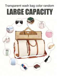 1 件旅行服装袋、随身服装袋、3 合 1 挂式手提箱套装周末旅行袋、可折叠服装袋、旅行服装袋、2 合 1 可折叠 PU 皮革行李袋、2 件套带洗漱包、可转换服装袋带肩带、挂式手提箱套装旅行袋健身包大包过夜包运动包学校包度假包透明洗漱包颜色随机 - 彩色 - 查看 5