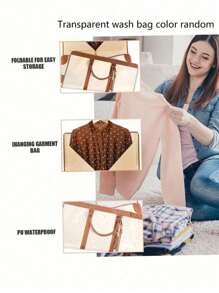 1 件旅行服装袋、随身服装袋、3 合 1 挂式手提箱套装周末旅行袋、可折叠服装袋、旅行服装袋、2 合 1 可折叠 PU 皮革行李袋、2 件套带洗漱包、可转换服装袋带肩带、挂式手提箱套装旅行袋健身包大包过夜包运动包学校包度假包透明洗漱包颜色随机 - 彩色 - 查看 4