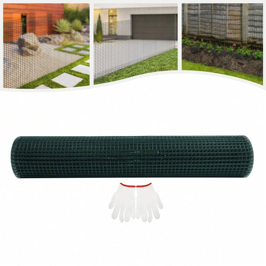 LOYALHEARTDY 35.4inx49.21ft 1/2 In Hardware Cloth Cage Mesh Rolls Square Chicken Wire Netting Raised Garden Rabbit Fence Snake Fencing Rodent Animals Weasel Raccoon - Dark Green - View 1