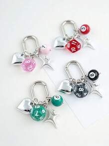 1pc Unisex Heart Shaped Asymmetrical Dice Design Keychain, Bag Pendant Halloween Valentine's Day Valentines Car Accessories Bag Charm