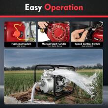 ZhdnBhnos LINSIE 6.5HP 2 Inch Gas Powered Irrigation Water Pump,Portable Water Transfer High Pressure Lightweight Petrol Pump For Agricultural Irrigation,Landscaping Or Gardening 2" Inch 6.5HP Gas Water Semi Trash Pump Gas-Power Water Irrigation Transfer Pump The Best Gift/Present For Family&Friends Happy Christmas - Silver and Black - View 3