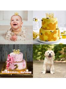 3/6/10 件迷你皇冠蛋糕装饰，珍珠皇冠蛋糕装饰，适用于生日蛋糕装饰、插花、生日、婚礼、派对和淋浴装饰、返校情人节 - 彩色 - 查看 9