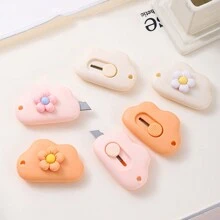 1pc/3pcs/6pcs Minimalist Portable Cloud Shaped Box Cutter Keychain, Mini Student Letter Opener Paper Cutter Keyring, Office Parcel Opener Utility Knife Keychain - Multicolor - View 1