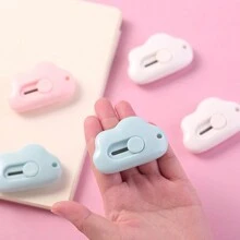 1pc/3pcs/6pcs Minimalist Portable Cloud Shaped Box Cutter Keychain, Mini Student Letter Opener Paper Cutter Keyring, Office Parcel Opener Utility Knife Keychain - Multicolor - View 2