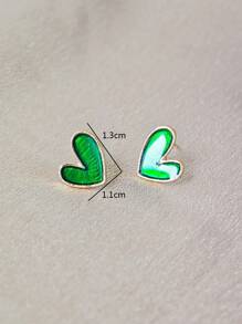 1 对优雅心形油滴耳环情人节、妈妈、母亲、母亲节、礼物 - 綠色 - 查看 4