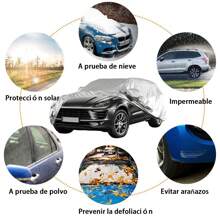 Universal Fundas para Coche Protección Solar/polvo Impermeable,adecuado para SUV,Coches Grandes,Camiones, Monovolumen - Plateado - Ver 4