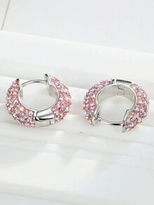 Hoa tai vòng bạc Sterling 925 dành cho nữ, quà tặng thời trang đính pha lê 15mm - 35mm - vòng khuyên tai - Xem 4