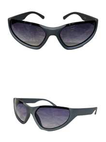 Vintage Half Frame Y2K  Women Luxury Design Brand Cat Eye Semi Rimless Men Mirror New Fashion Silver Shades - 深灰色 - 查看 1