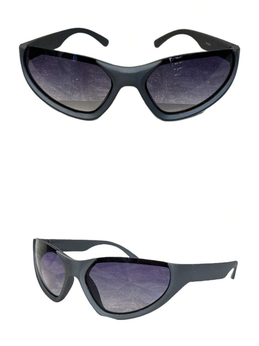 Vintage Half Frame Y2K  Women Luxury Design Brand Cat Eye Semi Rimless Men Mirror New Fashion Silver Shades - 深灰色 - 查看 1