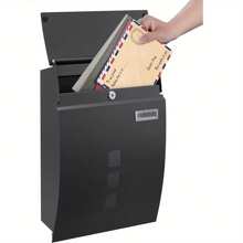 Letter Box With Lock, Wall-Mounted Post Box With Viewing Windows, Name Holder, Weatherproof Post Box With 4 Keys Sleek Curvy Modern Letterbox For Keep Your Mail - 深灰色 - 查看 2