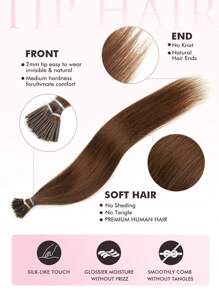 50pcs I-Tip Human Hair Extensions, #4 Chocolate Brown, 14-22 Inches Straight, Keratin Bonded Invisible I-Tip Hair Extensions - S4 - View 4